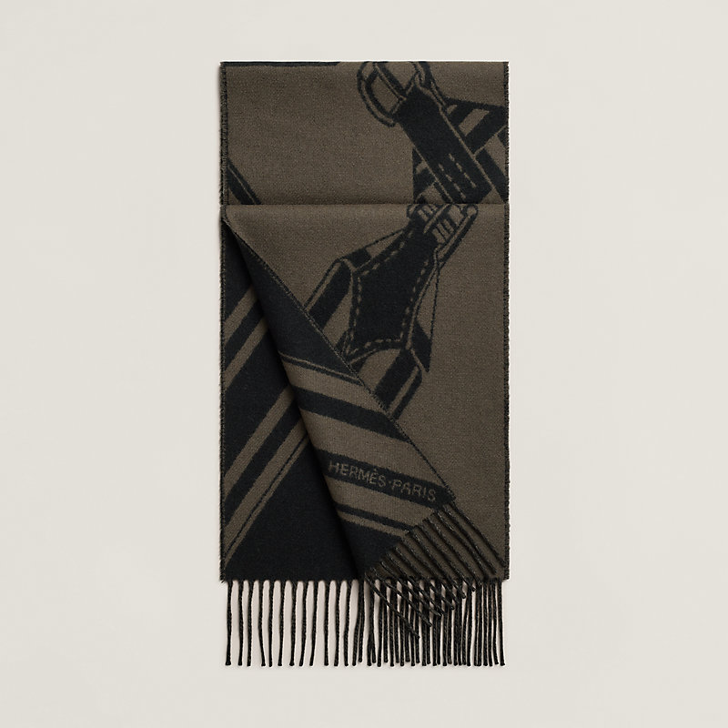 Sangles en Zig Zag scarf - Black | Hermès Greece